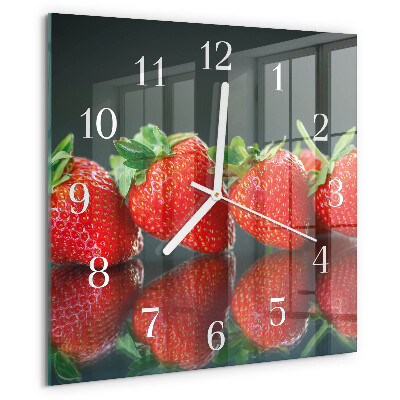 Vierkante glazen klok Aardbeien