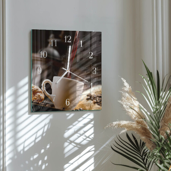 Vierkante glazen klok Koffie