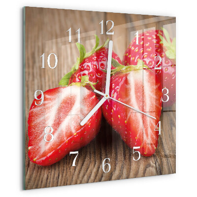 Vierkante glazen klok Aardbeien