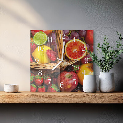 Vierkante glazen klok Fruit