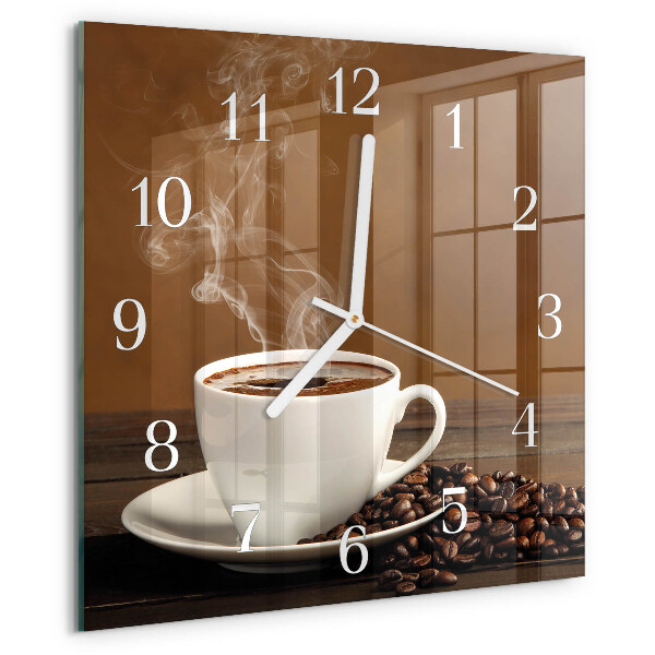 Vierkante glazen klok Koffie