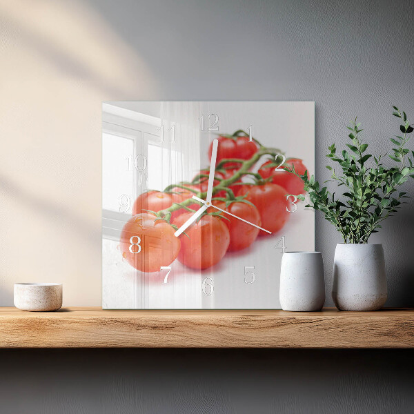 Vierkante glazen klok Tomaten