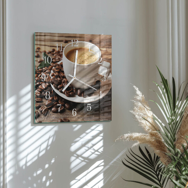 Vierkante glazen klok Koffie
