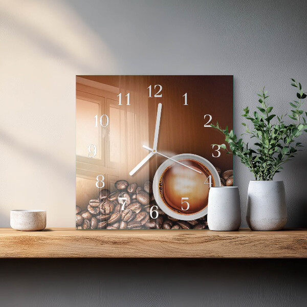 Vierkante glazen klok Koffie