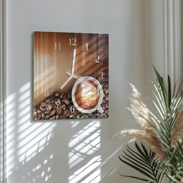 Vierkante glazen klok Koffie