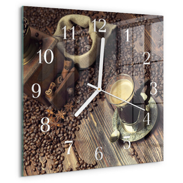 Vierkante glazen klok Koffie