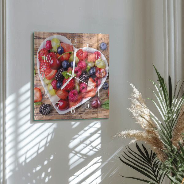Vierkante glazen klok Fruit