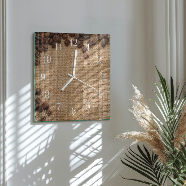 Vierkante glazen klok Koffiebonen