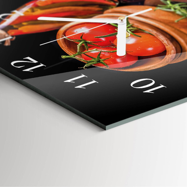 Vierkante glazen klok Tomaten en knoflook