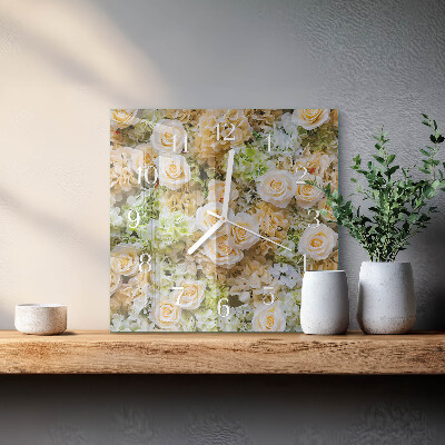 Vierkante glazen klok Elegante bloemen