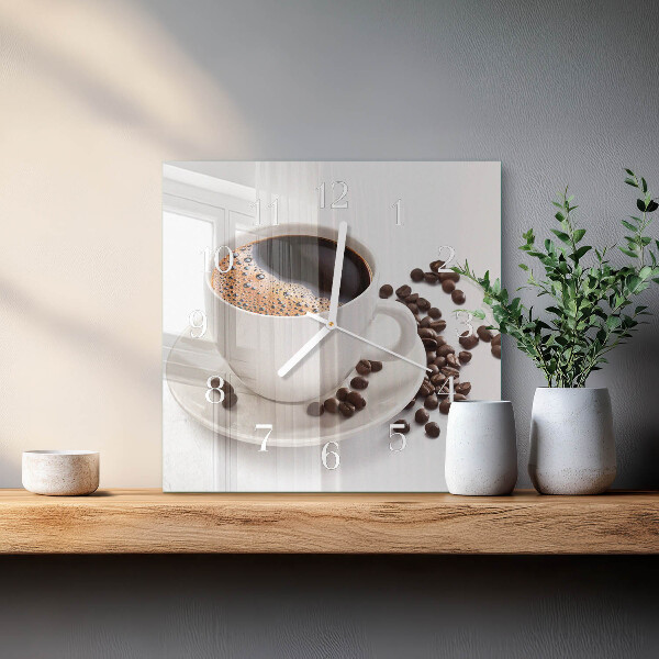 Vierkante glazen klok Kopje koffie