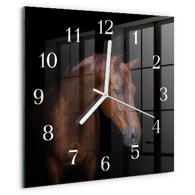 Vierkante glazen klok Paard