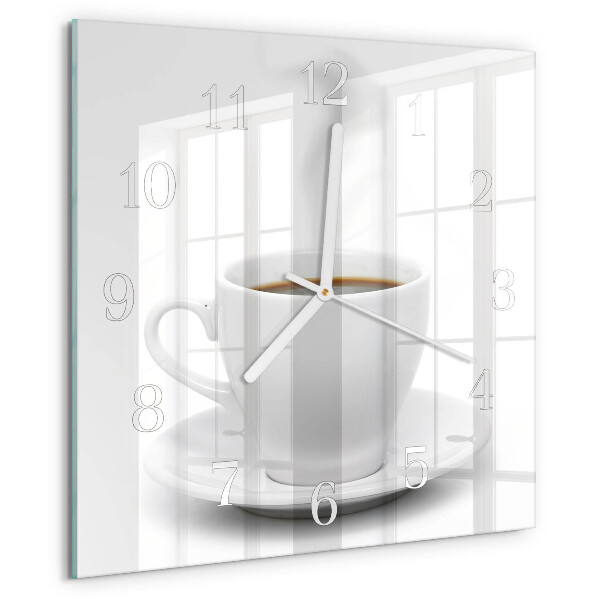 Vierkante glazen klok Kopje koffie