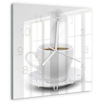 Vierkante glazen klok Kopje koffie