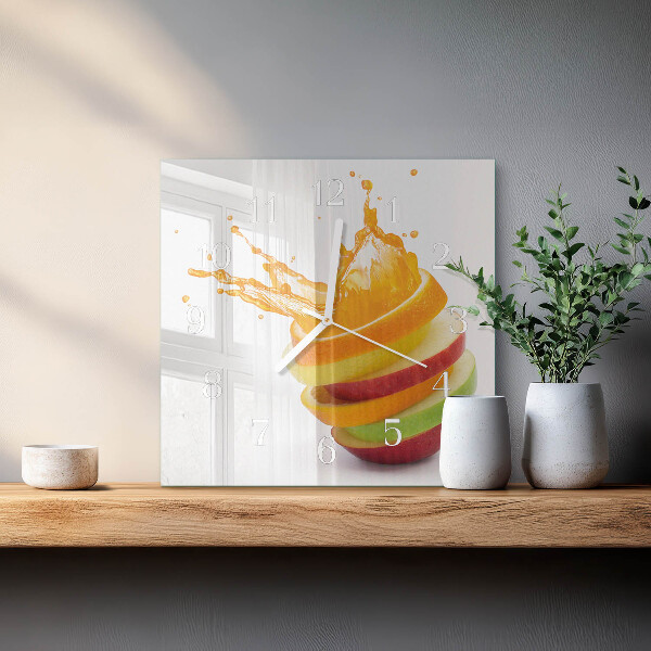 Vierkante glazen klok Fruit