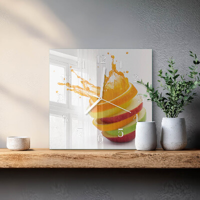 Vierkante glazen klok Fruit