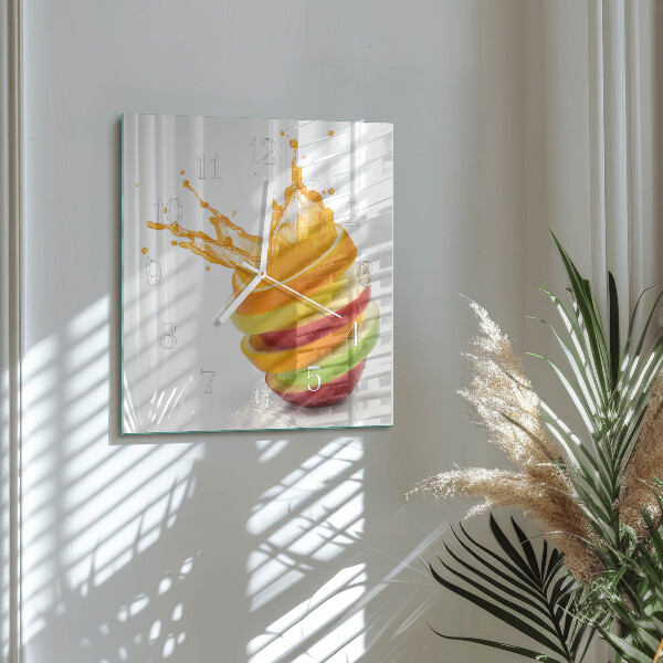 Vierkante glazen klok Fruit