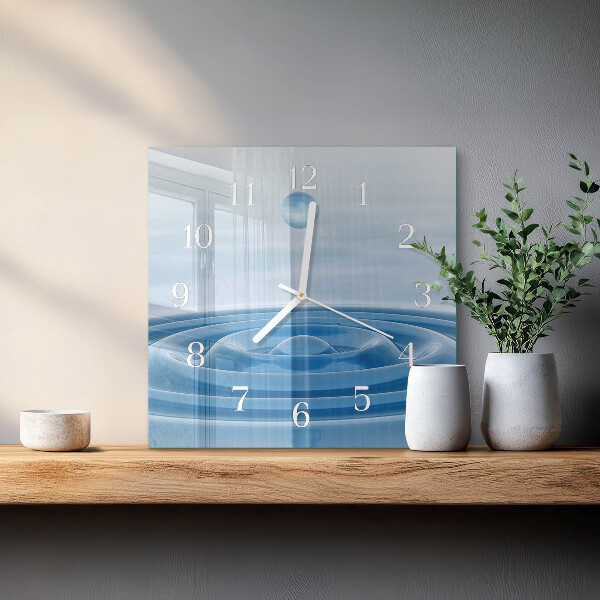 Vierkante glazen klok Water
