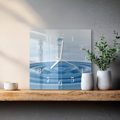 Vierkante glazen klok Water