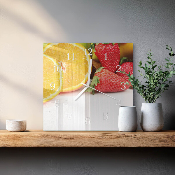 Vierkante glazen klok Fruit