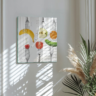 Vierkante glazen klok Fruit