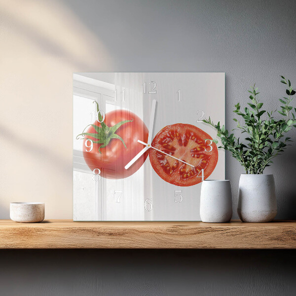 Vierkante glazen klok Tomaten