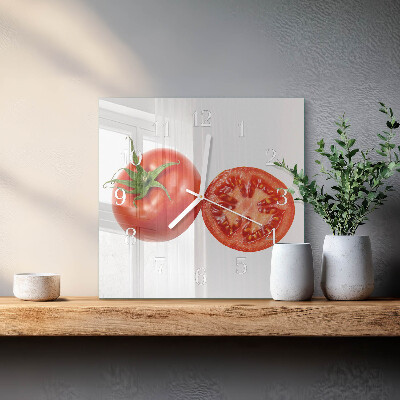 Vierkante glazen klok Tomaten