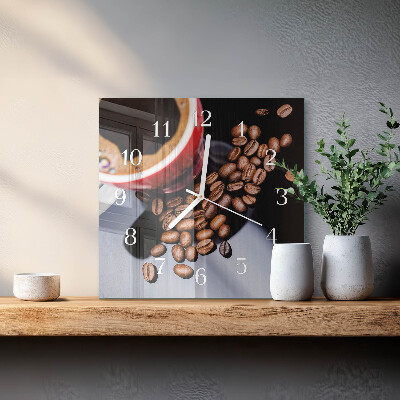 Vierkante glazen klok Kopje koffie