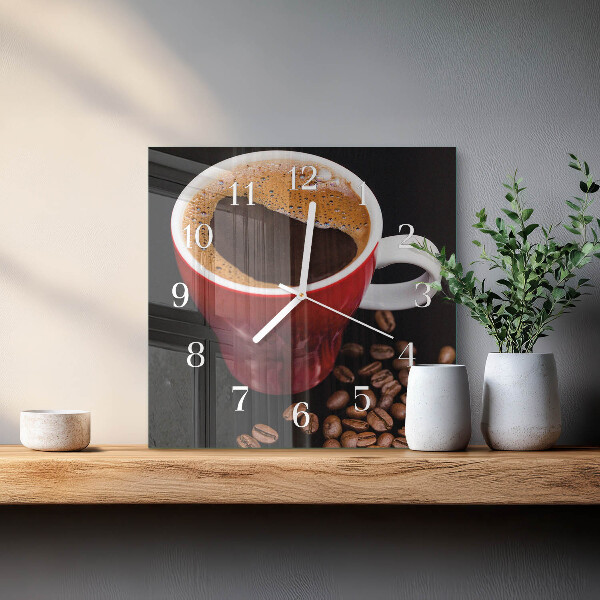 Vierkante glazen klok Kopje koffie