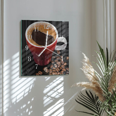 Vierkante glazen klok Kopje koffie