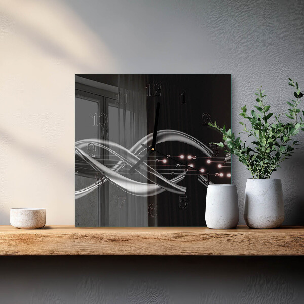 Vierkante glazen wandklok Abstractie