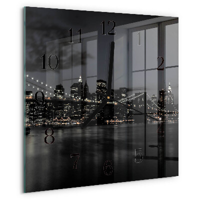 Vierkante glazen wandklok Horizontale brug