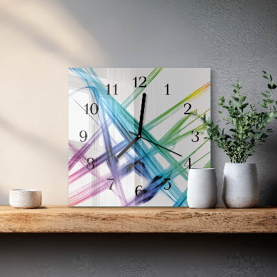 Vierkante glazen wandklok Abstractie