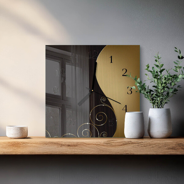 Vierkante glazen wandklok Abstracte kunst