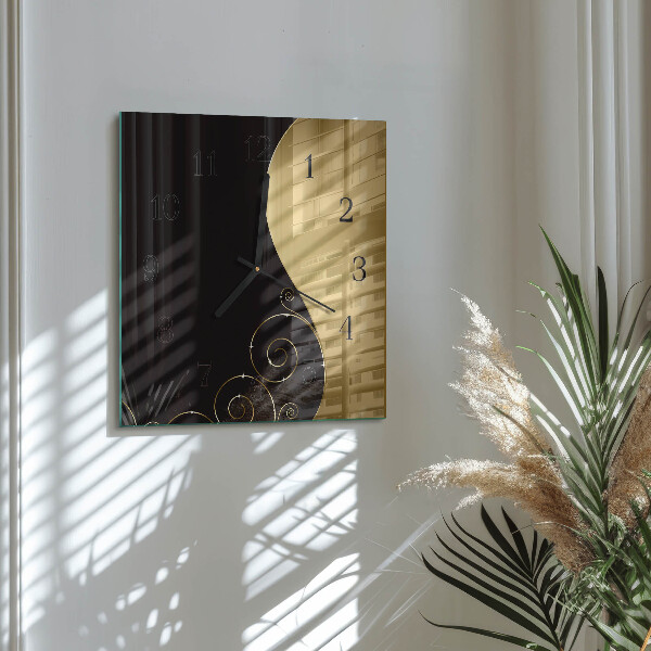 Vierkante glazen wandklok Abstracte kunst