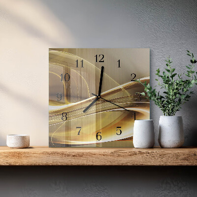 Vierkante glazen wandklok Abstracte lijnen