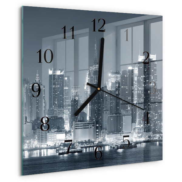 Vierkante glazen wandklok Horizon
