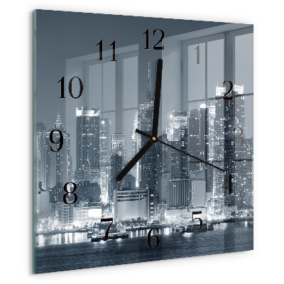 Vierkante glazen wandklok Horizon