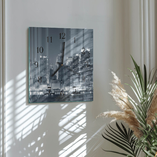 Vierkante glazen wandklok Horizon