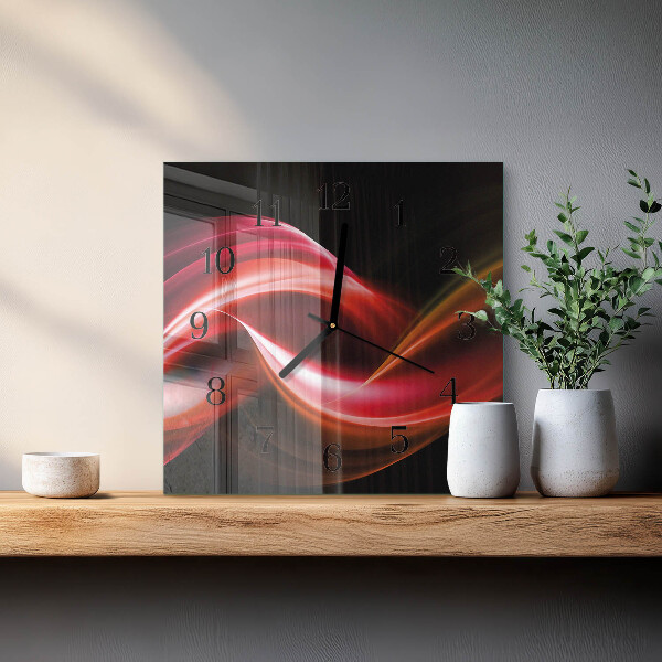 Vierkante glazen wandklok Abstracte lijnen