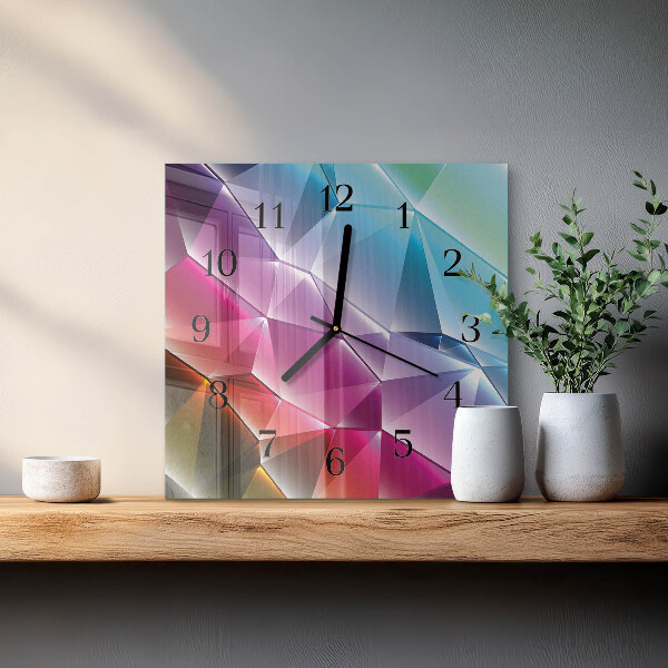 Vierkante glazen wandklok 3D-patroon