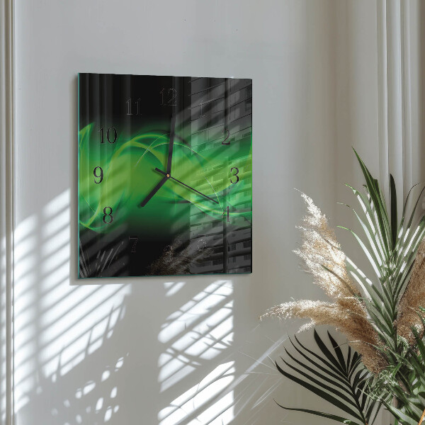 Vierkante glazen wandklok Abstractie