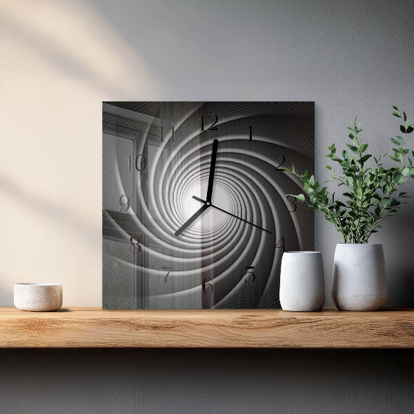 Vierkante glazen wandklok Vortex