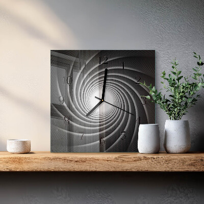 Vierkante glazen wandklok Vortex