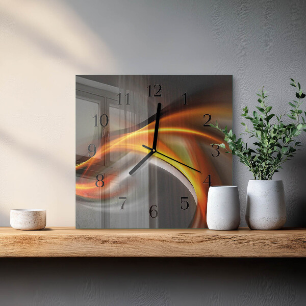 Vierkante glazen wandklok Abstractie