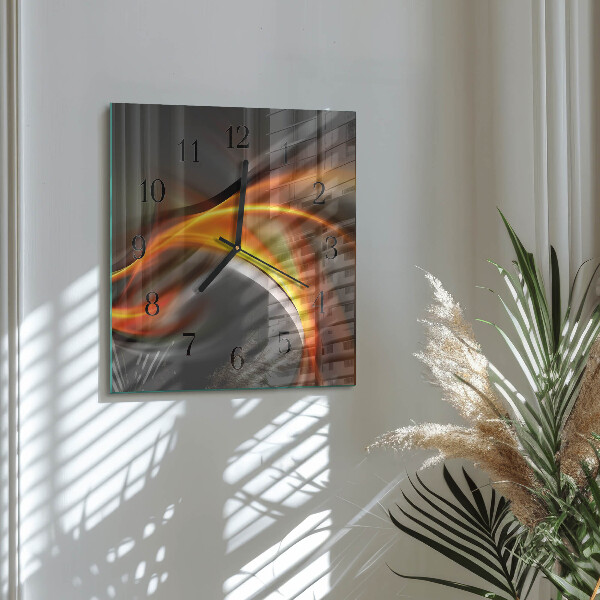 Vierkante glazen wandklok Abstractie