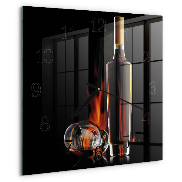 Vierkante glazen wandklok Alcohol