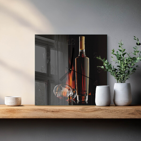 Vierkante glazen wandklok Alcohol