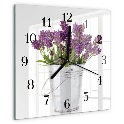 Vierkante glazen wandklok Lavendel
