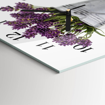 Vierkante glazen wandklok Lavendel